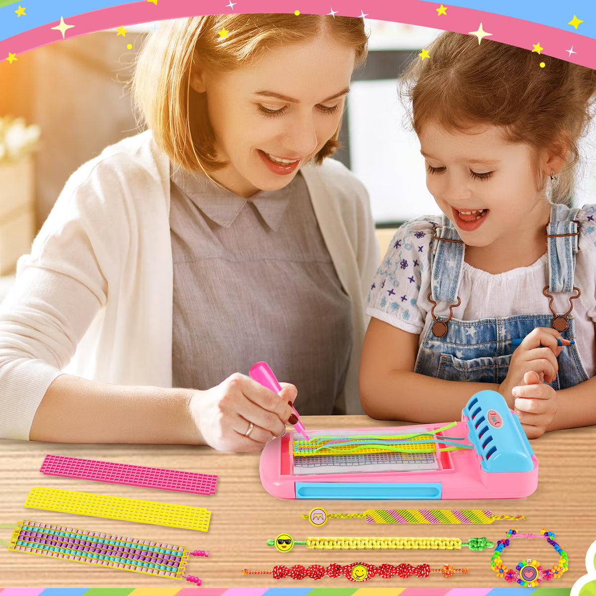 Carsky Friendship Bracelet Maker Kit for Kids 6+, Easy DIY Craft Set for Beginners & Advanced Makers, Pink Art Craft Set Birthday Christmas Gift Toys for Girls 7 8 9 10 11 12