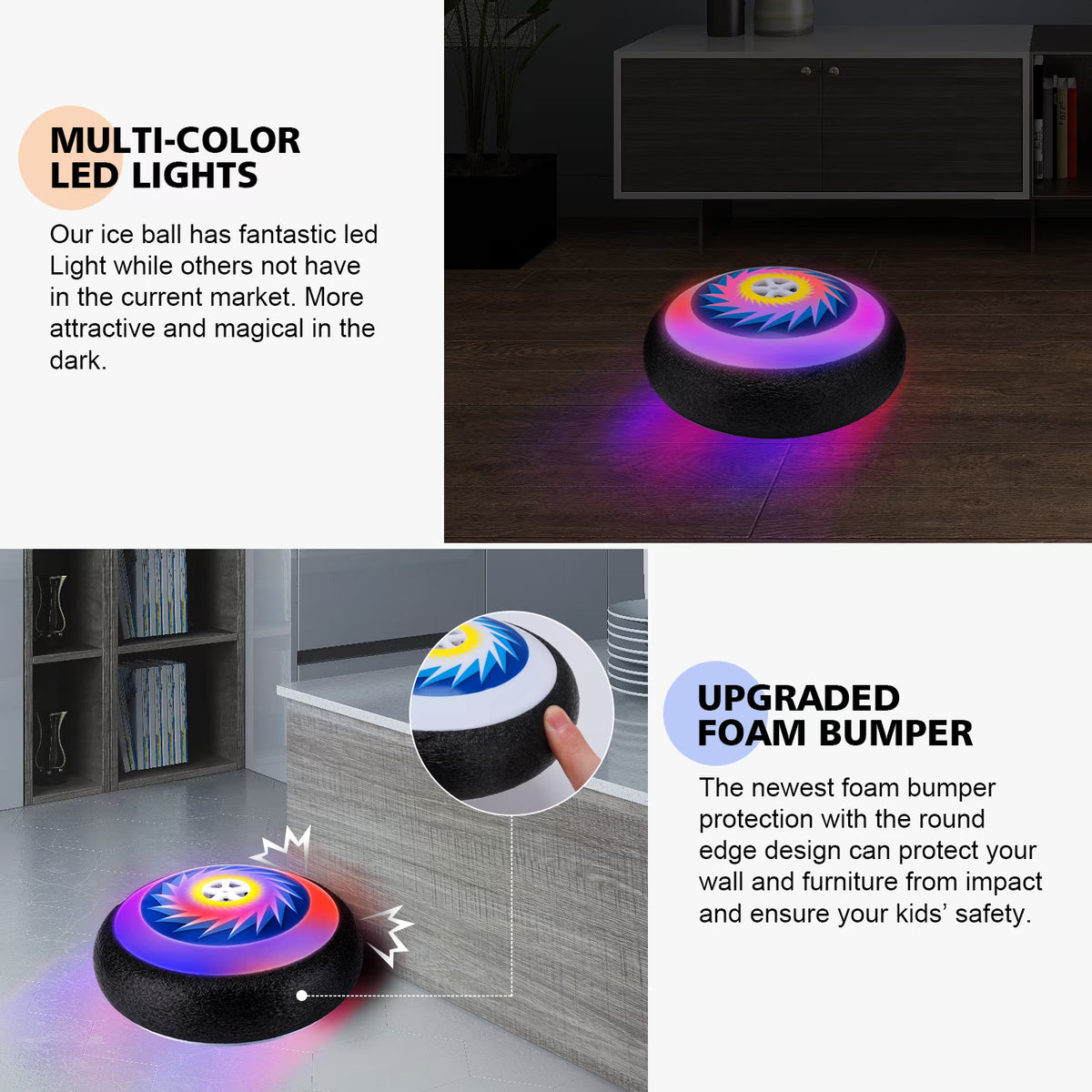 Carsky Hover Soccer Ball with 2 Goals, Led Light Air Hover Hockey Set for Kids, Indoor/Outdoor Game Toys for Boys 3-6 Years, Birthday Christmas Summer Gifts for Kids 3+