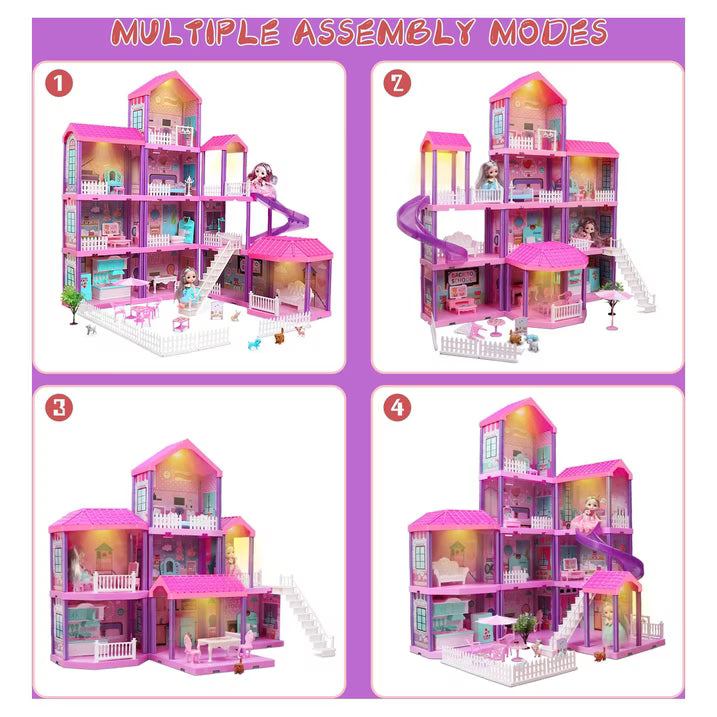 Carsky 36 inch Dollhouse Playset Girl Toys, 11 Rooms with Doll Toy Figures Toddler Playhouse Christmas Birthday Gifts for 3 4 5 6 7 Year Old Girls