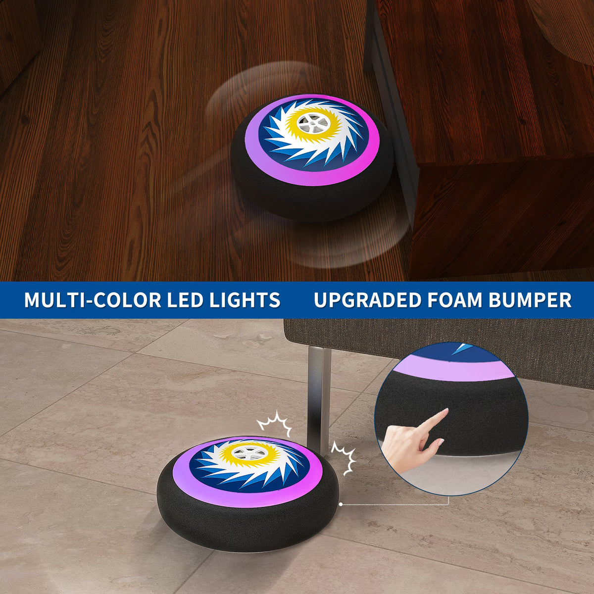 Carsky Hover Soccer Ball Set, 3-in-1 LED Soccer Hockey Bowling Set Indoor/Outdoor Toys, Gifts for 3 4 5 6 7 8+ Years Boy Girl