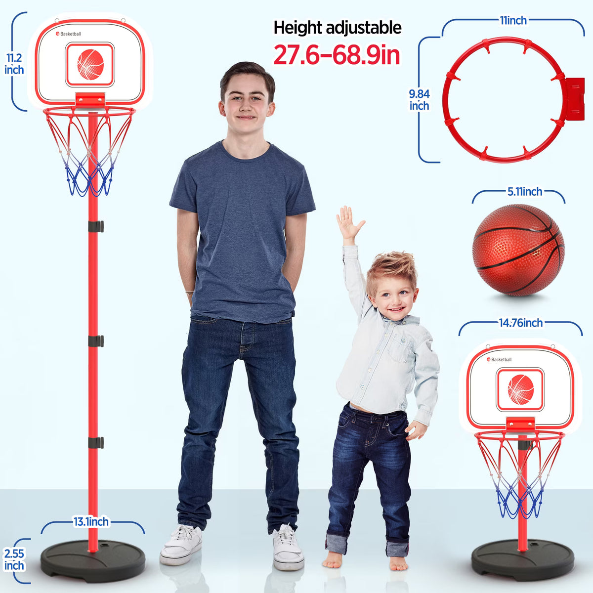 Carsky 2 in 1 Kids Basketball Hoop&Punching Bag, Boxing Set with Gloves, 69 inch Adjustable Height for All Ages, Indoor/Outdoor Sports Game Christmas Gifts Toys for Boys 5-7, 8-11 12+