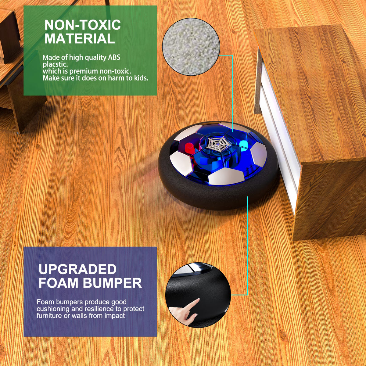 Carsky Hover Soccer Ball Set with 2 Goals, LED Rechargeable Indoor/Outdoor Games Toys for Kids Boy Girls