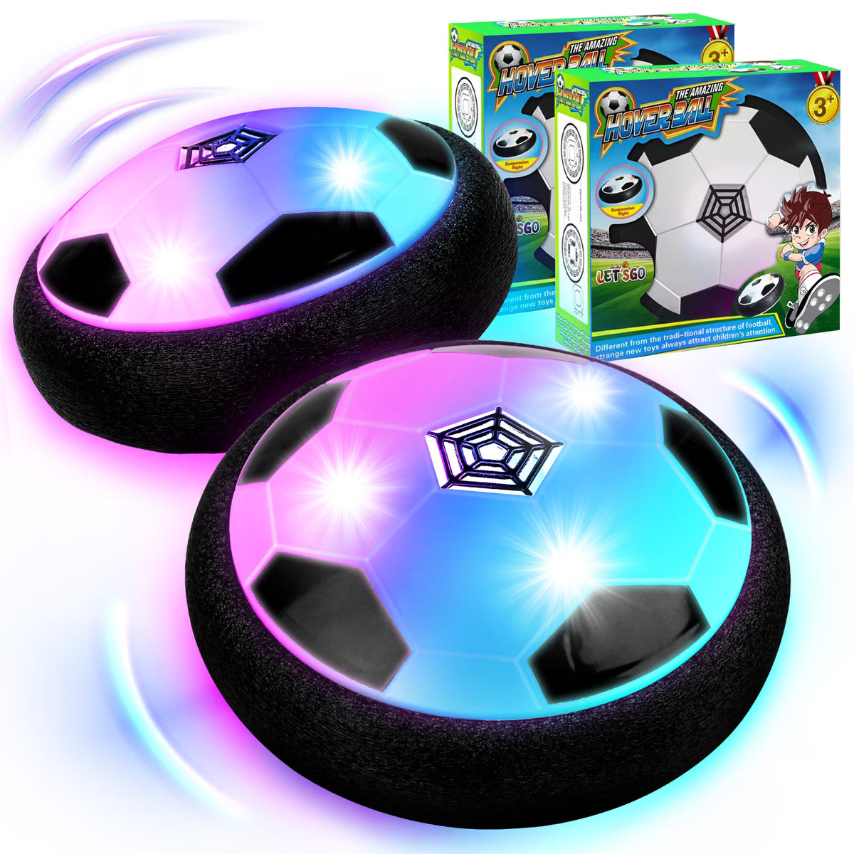 Carsky Hover Soccer Ball, 2 Pack Light Up LED Soccer Ball Toys, Safe For Indoor Play,Christmas Birthday Gifts for 3 4 5 6 7 8+ Year Old Boys and Girls