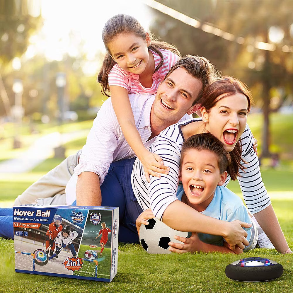Carsky Hover Soccer Hockey Ball Set, 2 in 1 LED Rechargeable Soccer with 2 Goals Indoor/Outdoor Games Toys for Kids Boys Girls Ages 3+